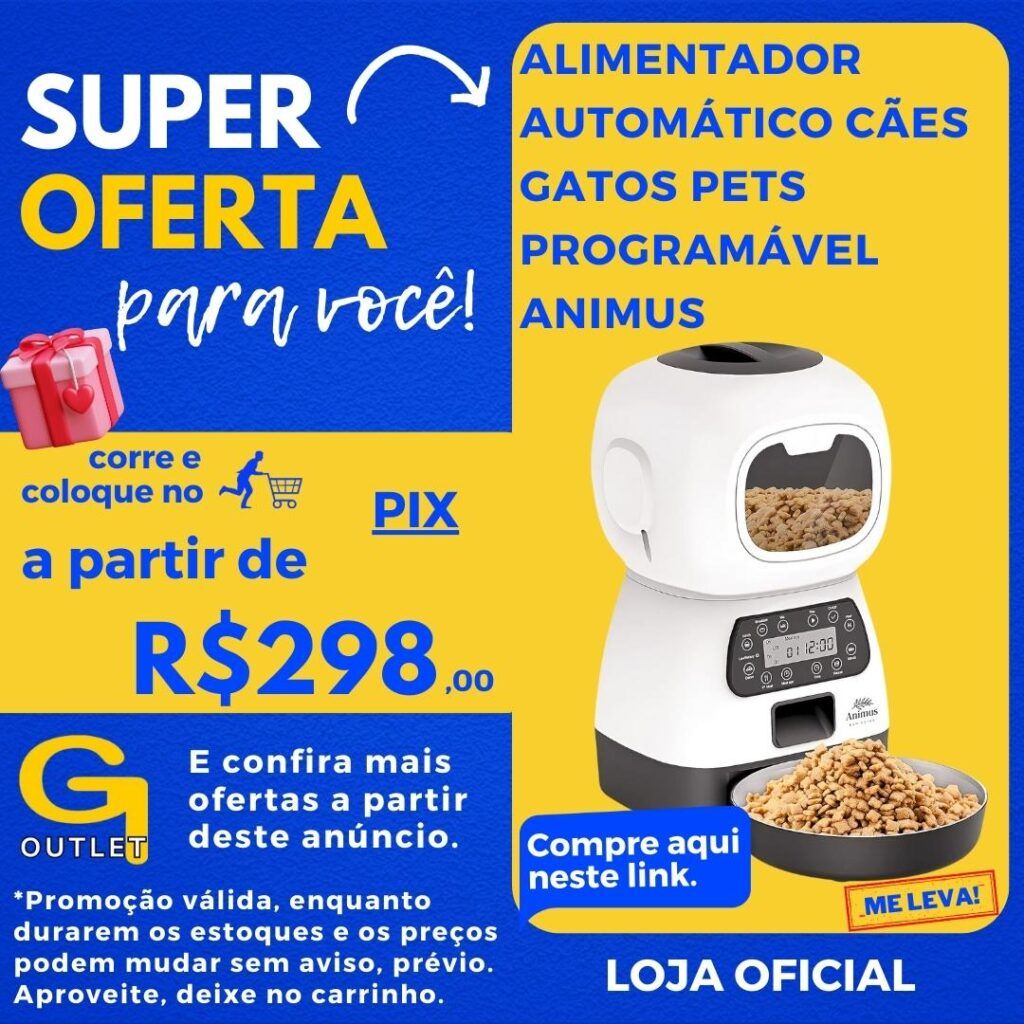 Alimentador Automático Cães Gatos Pets Programável Animus