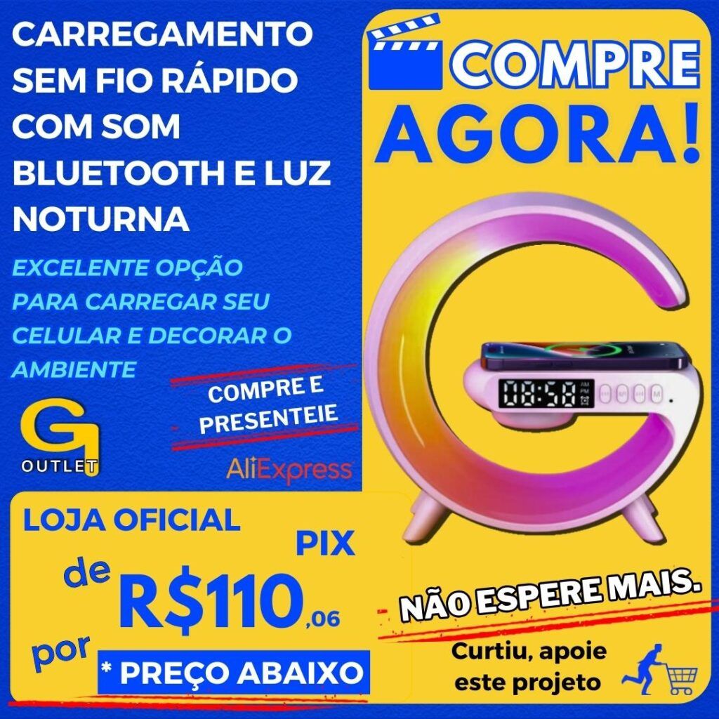 Alto-falante Bluetooth multifuncional com luz noturna, suporte do carregador sem fio, estação de carregamento rápido, TF, RGB, iPhone, Samsung, Xiaomi, 15W