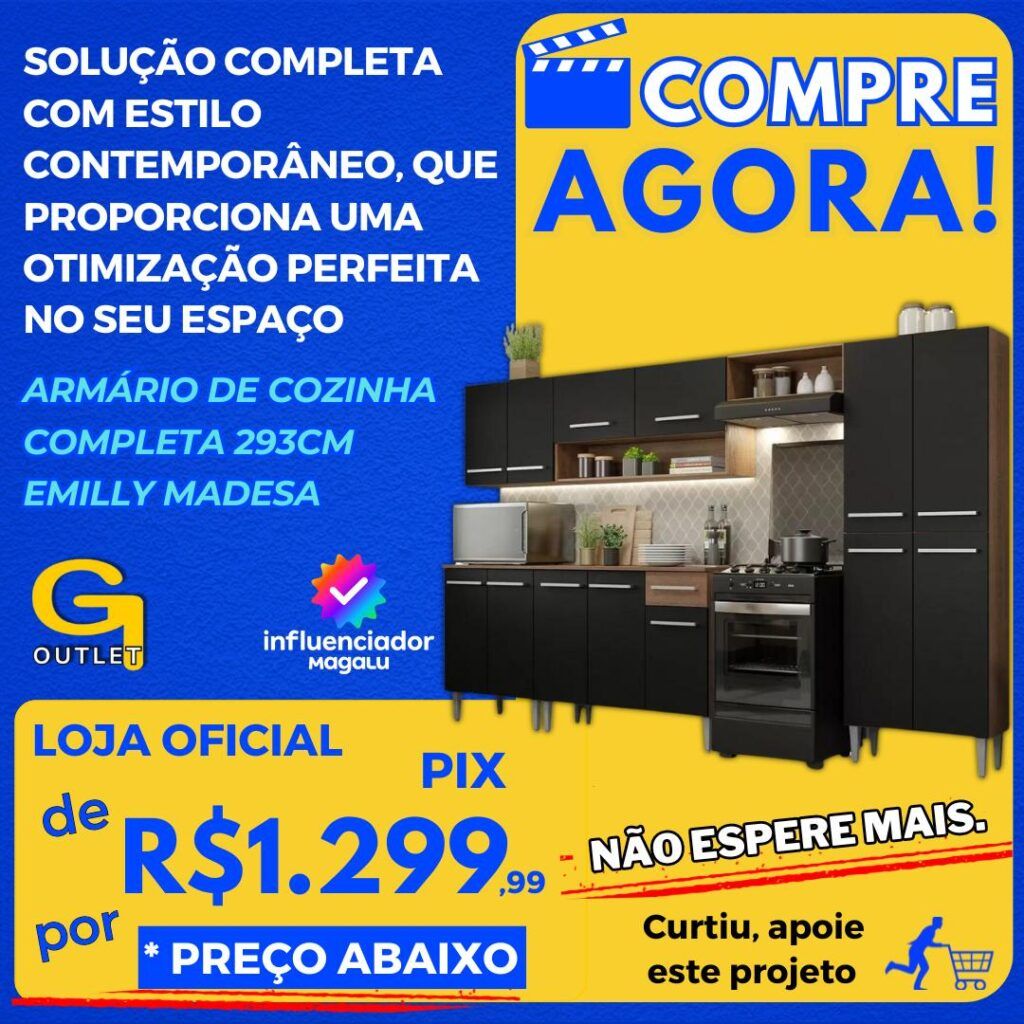 Armário de Cozinha Completa 293cm Emilly Madesa 01