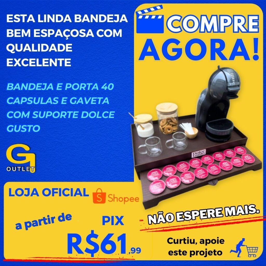 Bandeja porta 40 Capsulas Com Gaveta Suporte dolce gusto mdf organizador apoio servir chá cafeteira