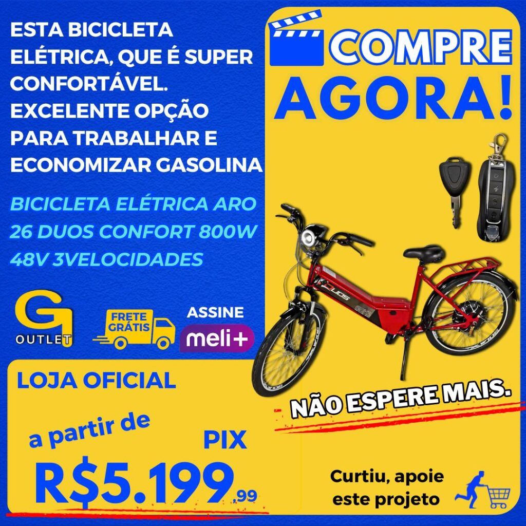 Bicicleta Elétrica Aro 26 Duos Confort 800w 48v 3velocidades