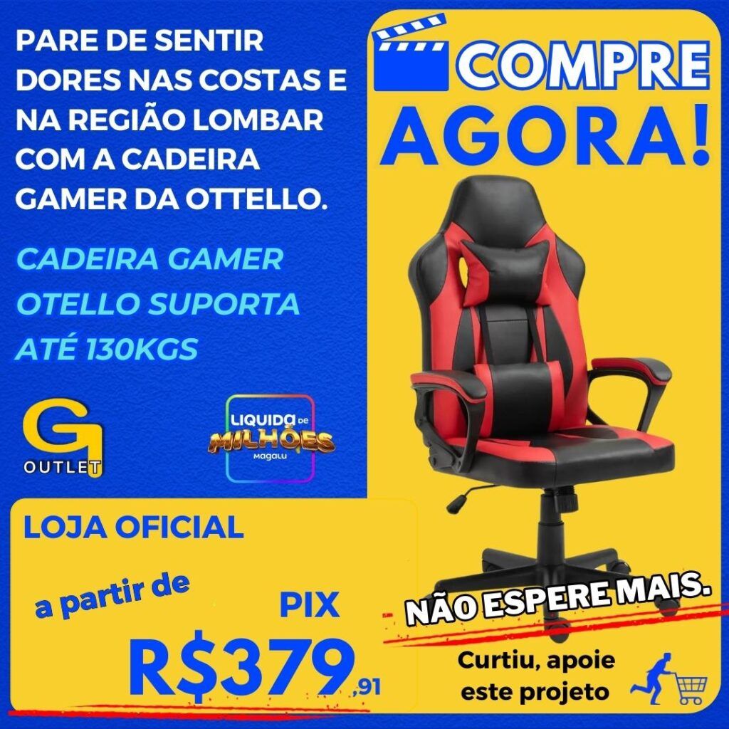 Cadeira Gamer Otello Preto e Vermelho