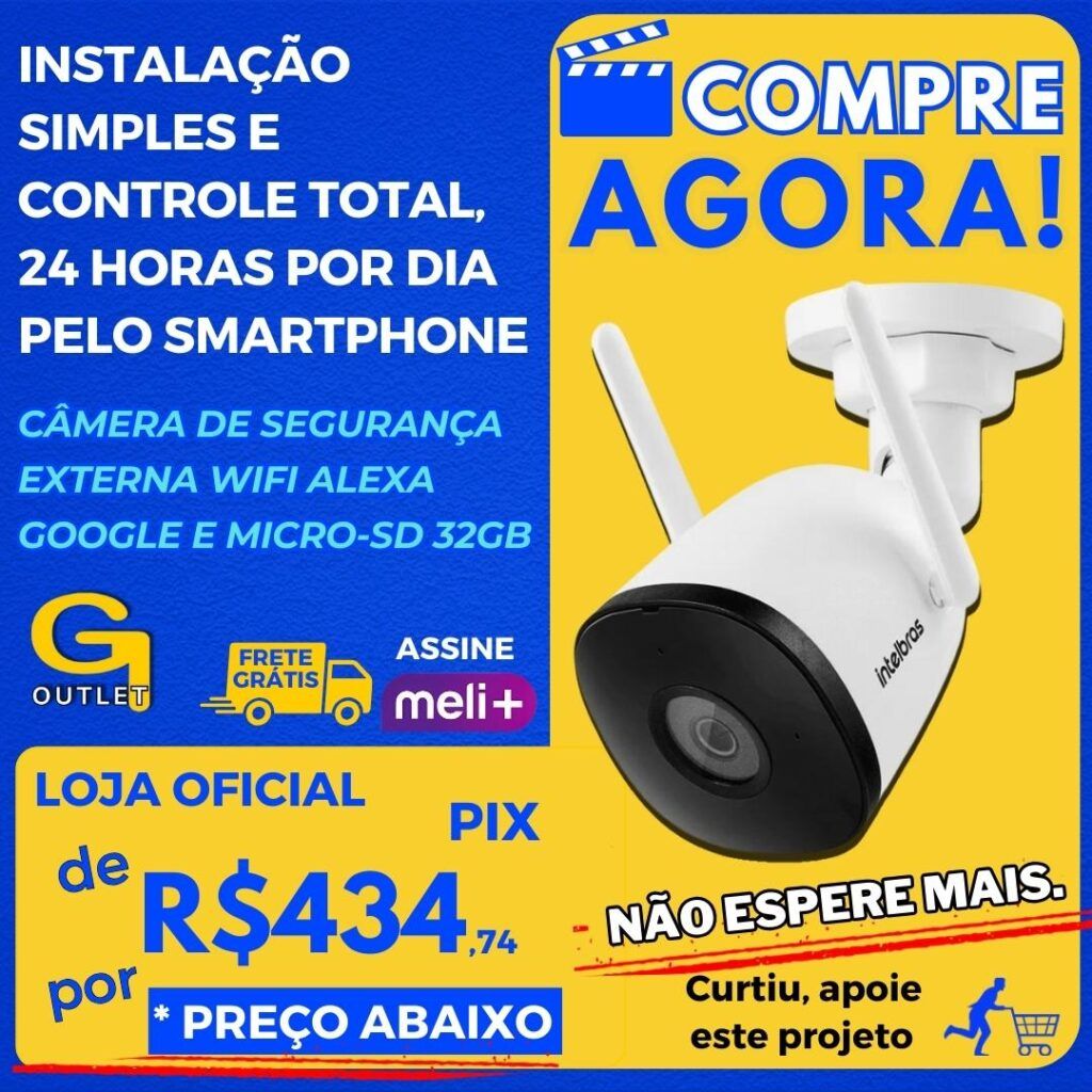 Câmera de Segurança Externa IM5 SC WiFi Alexa Google Com Micro-SD 32 GB Branca Intelbras