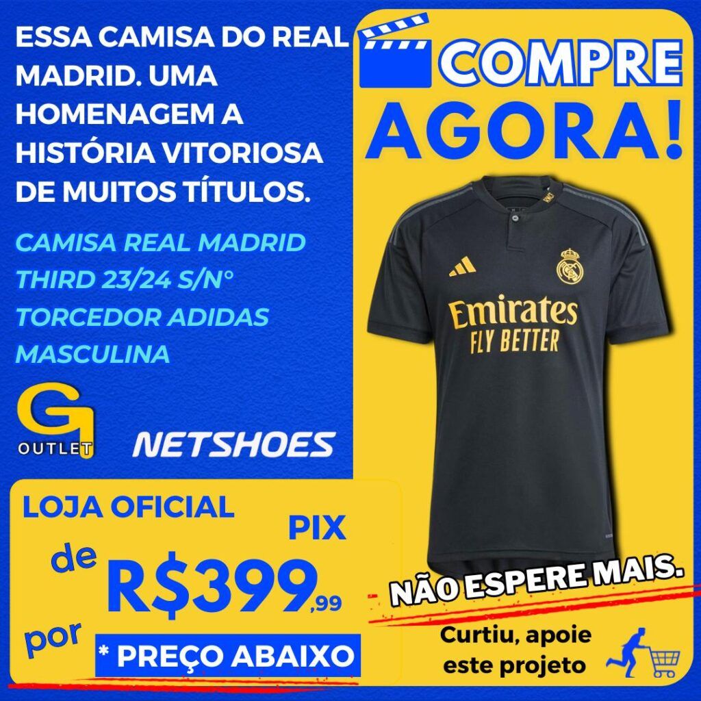 Camisa Real Madrid Third 2324 sn° Torcedor Adidas Masculina – Preto