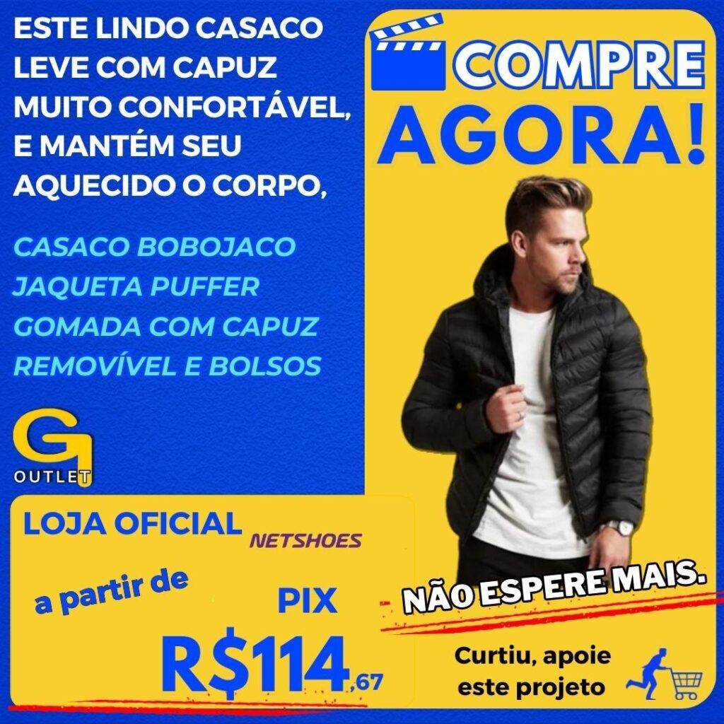 Casaco Bobojaco Jaqueta Puffer Gomada com Capuz Removível e Bolsos - Preto Netshoes