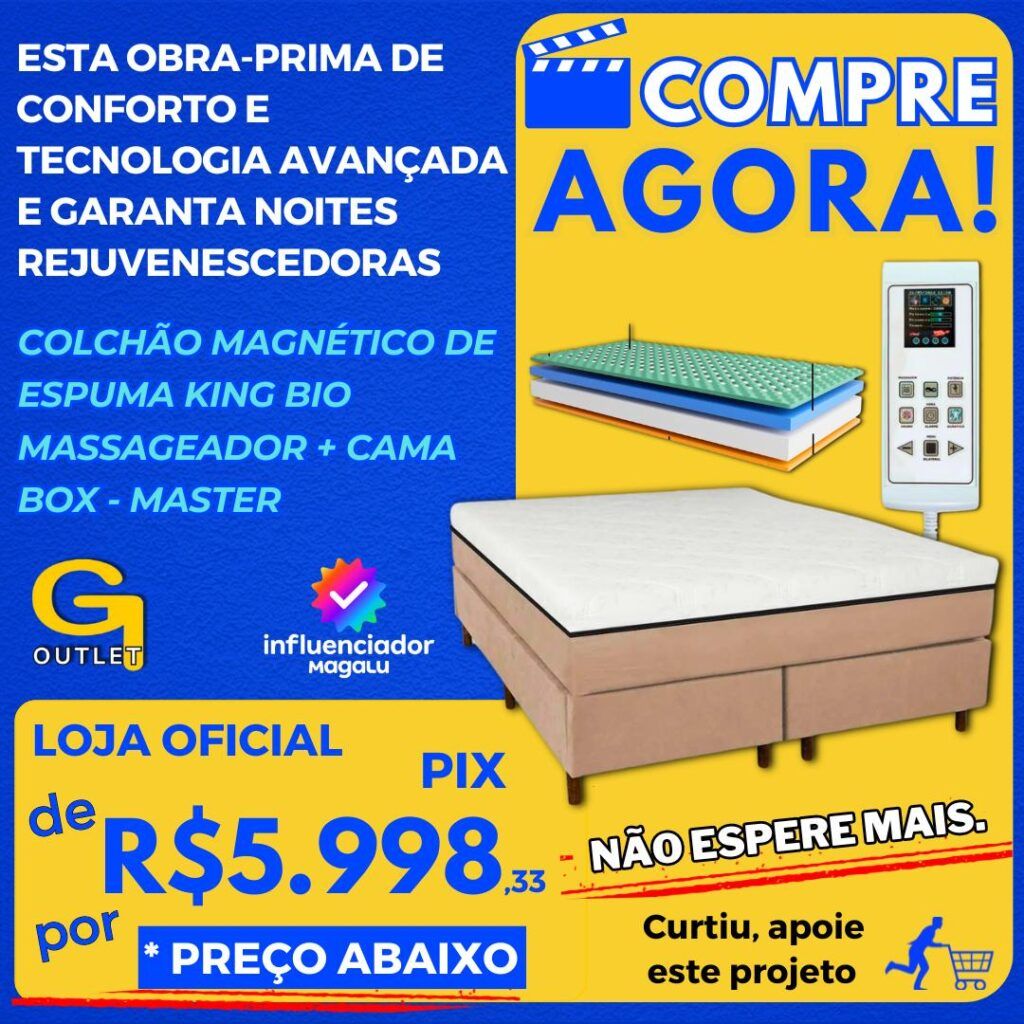 Colchão Magnético de Espuma King Bio Massageador + Cama Box - Master - ECO NEW COLCHOES