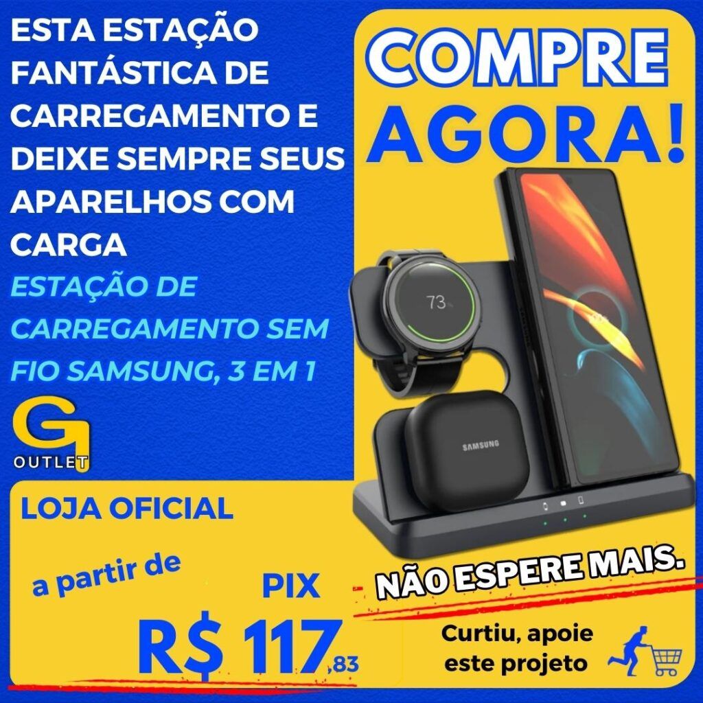 Estação de carregamento sem fio para Samsung, 3 em 1 carregador, Galaxy Watch 6 5 4 3 Active S23 Ultra Note 20 Z Flip 5 Fold Galaxy Buds