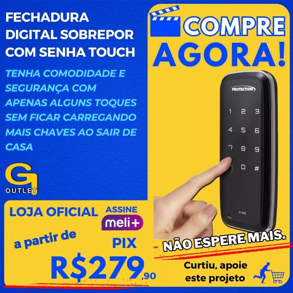 Fechadura Digital Sobrepor Com Senha Touch P-510 Protection