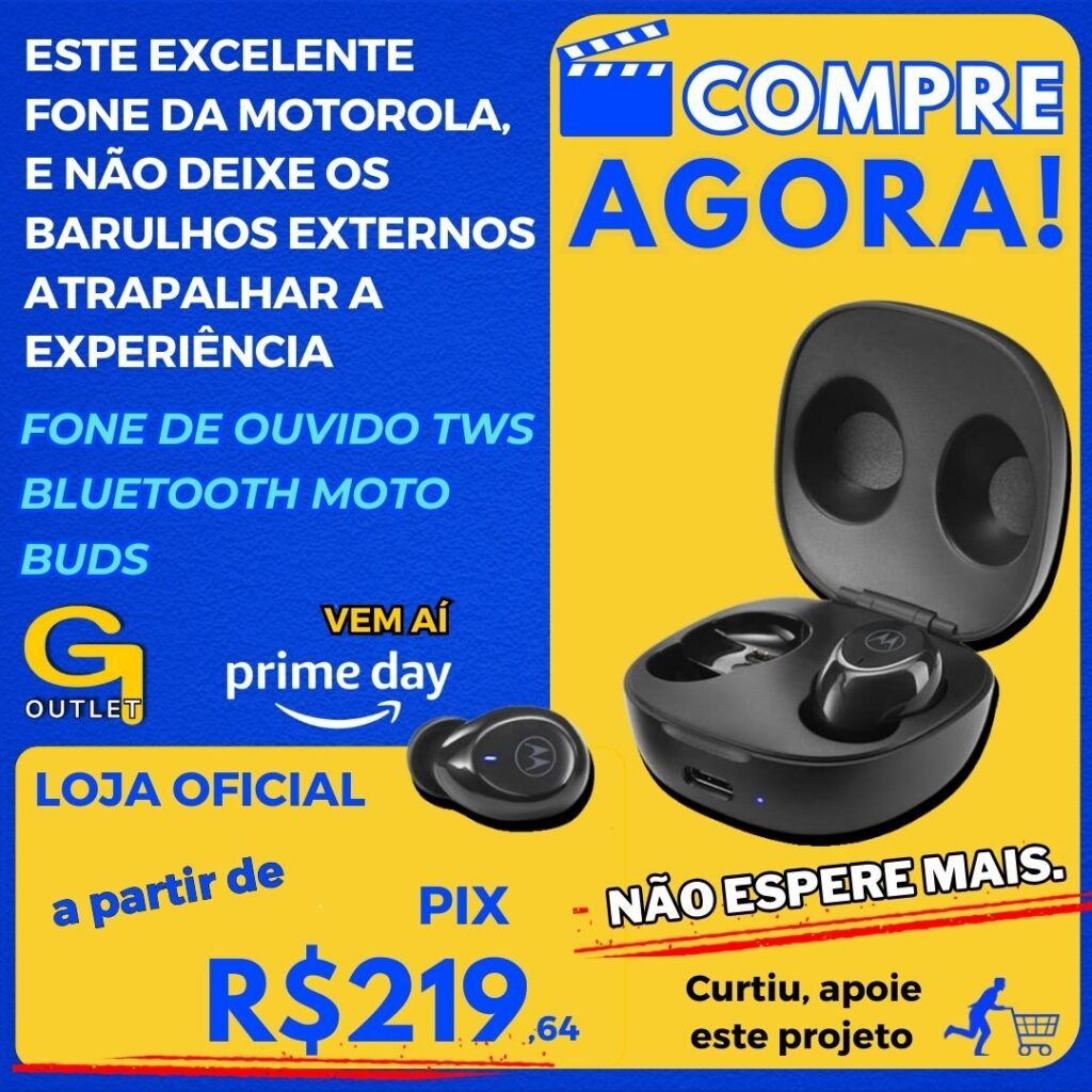 Fone de Ouvido TWS Bluetooth Motorola Moto Buds 105 – Preto