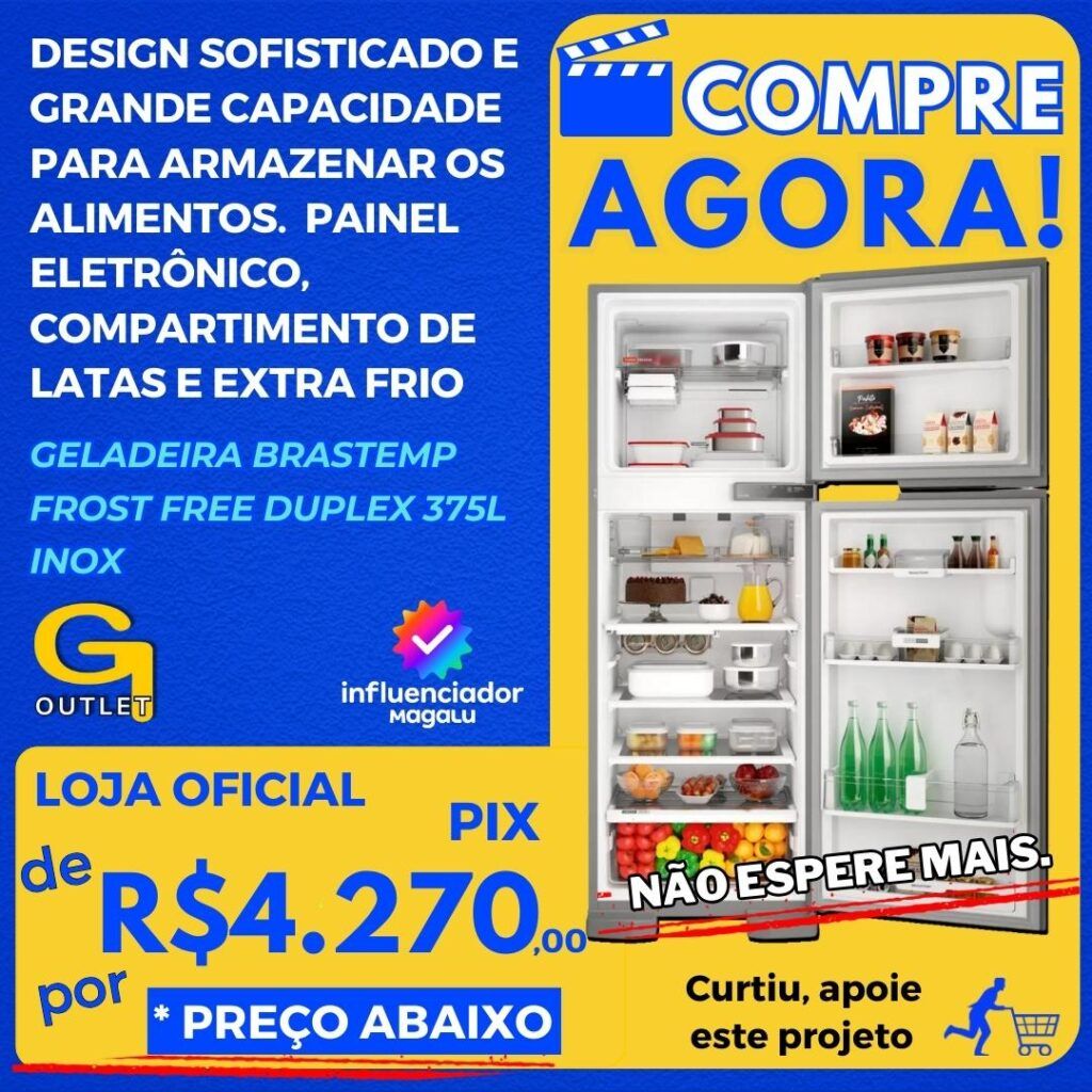 Geladeira Brastemp Frost Free Duplex 375L Inox com - Compartimento Extrafrio Fresh Zone BRM44HK