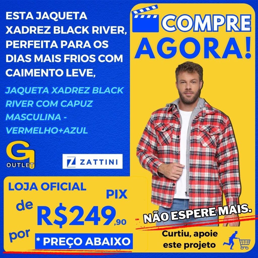 Jaqueta Xadrez Black River Com Capuz Masculina - Vermelho+Azul