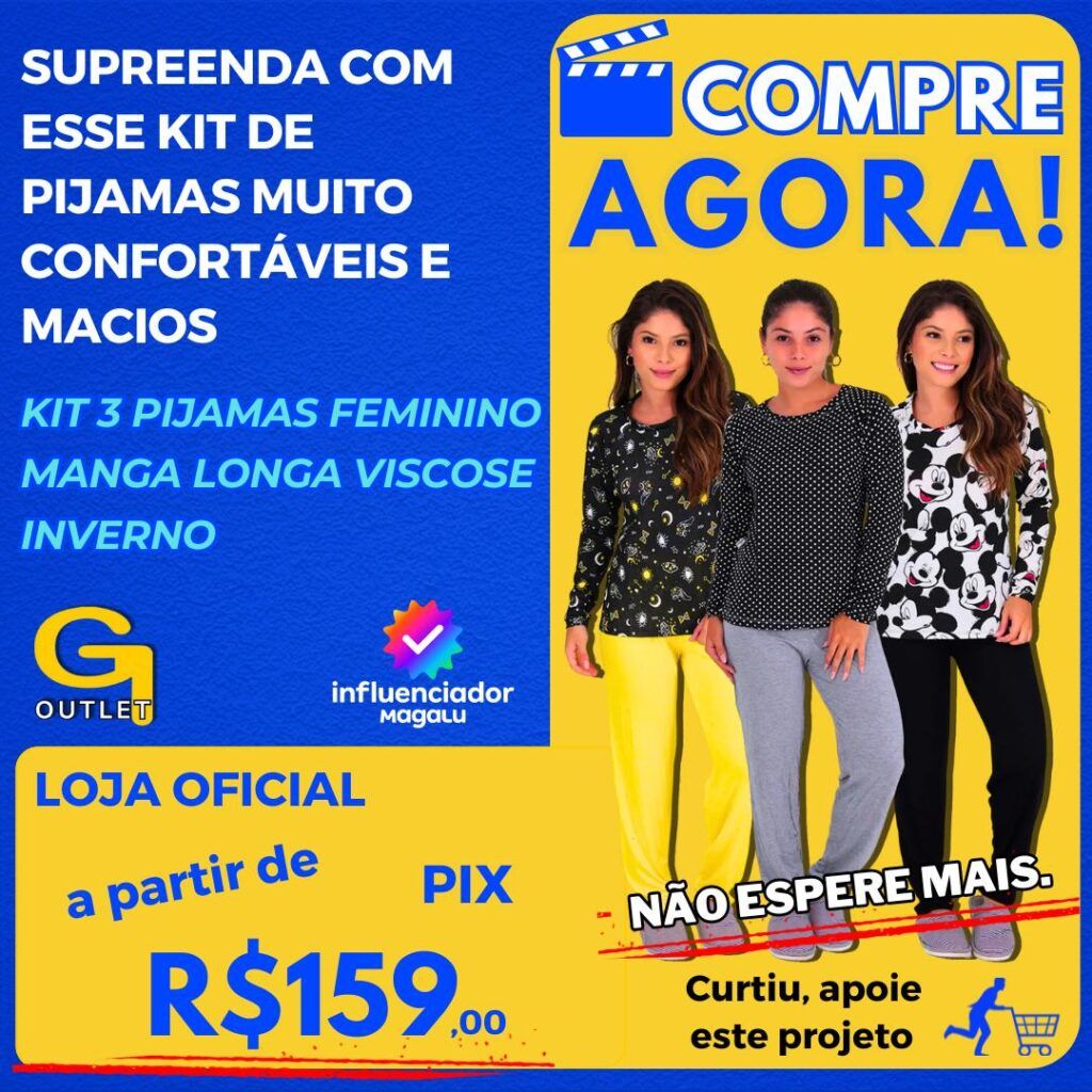 Kit 3 Pijamas Feminino Manga Longa Viscose Inverno - Click Mais Bonita