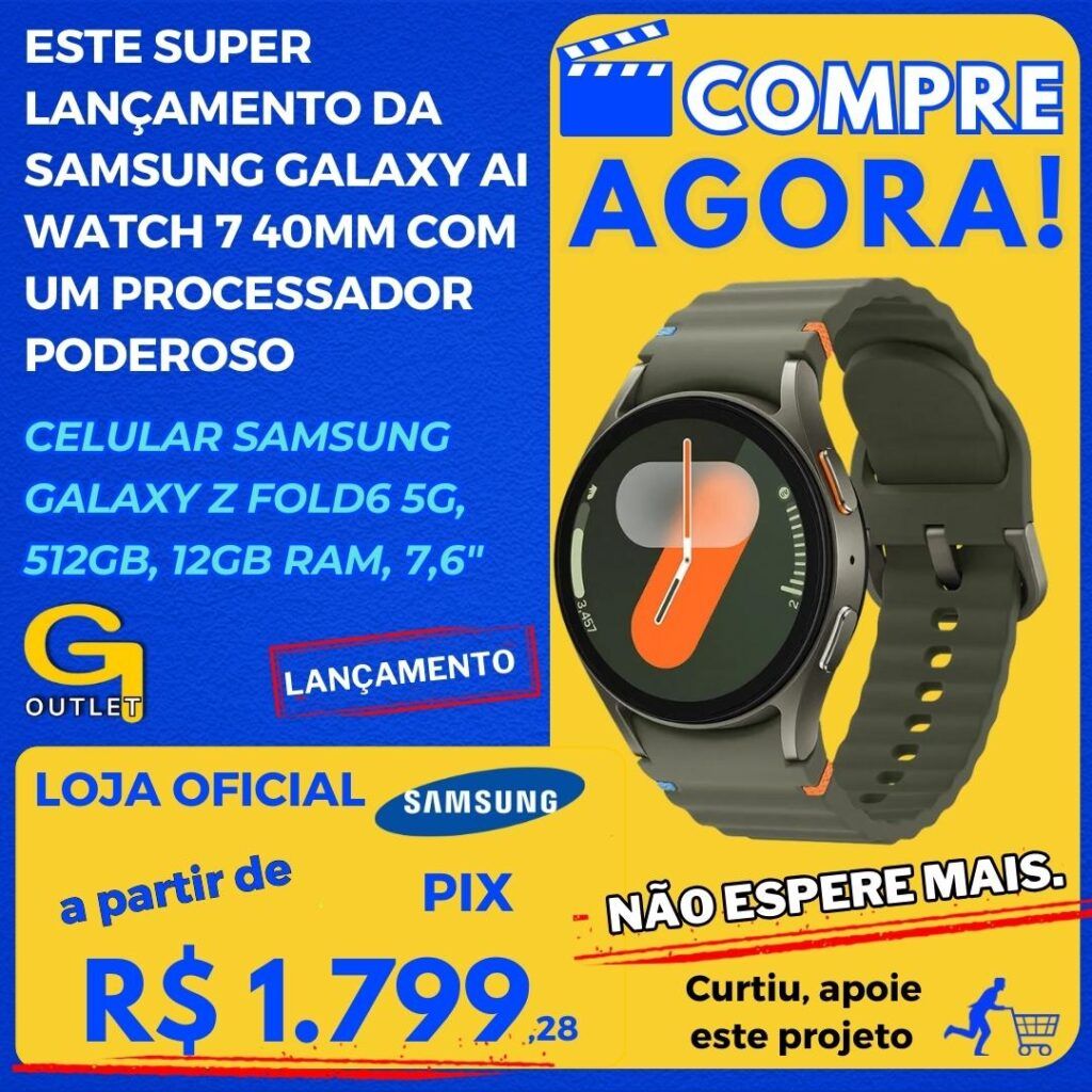 Lançamento Samsung Galaxy Watch7 Smartwatch 40mm Bluetooth