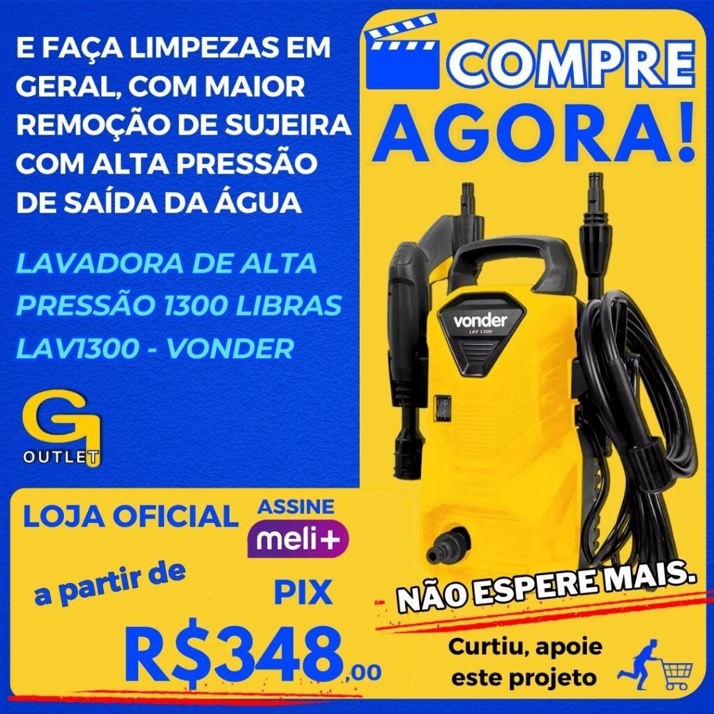 Lavadora De Alta Pressão 1300 Libras Lav1300 220v - Vonder Cor Amarelo Frequência 60 Hz