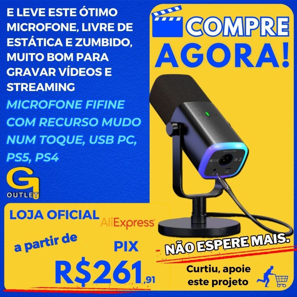 Microfone dinâmico FIFINE USBXLR com botão de toque de mudo, conector de fone de ouvido, controles de ES, para PC PS54, mixer, MIC para jogos Ampligame AM8