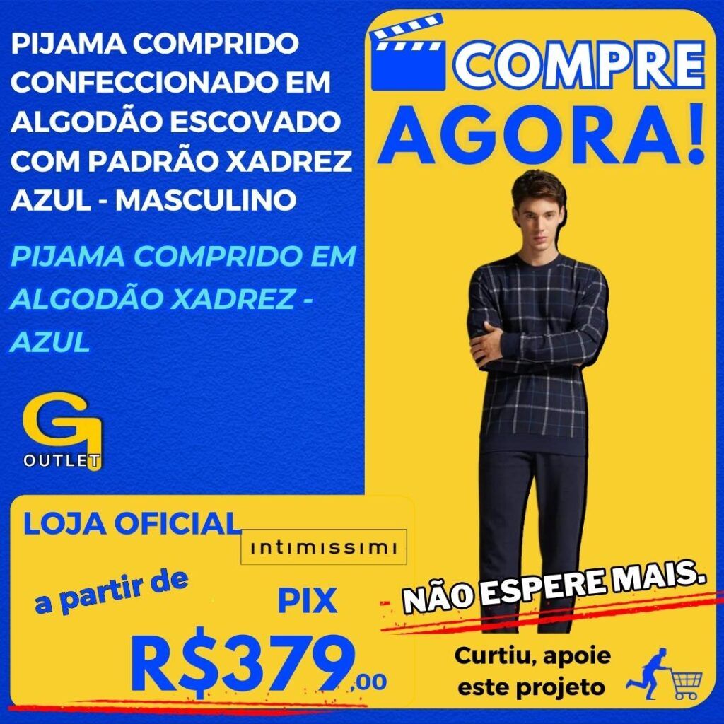 Pijama Comprido Em Algodão Xadrez – Azul