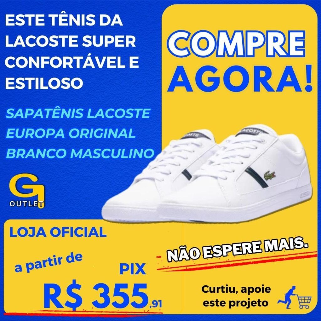 Sapatênis Lacoste Europa Original Lcr3 Branco Novo Masculino