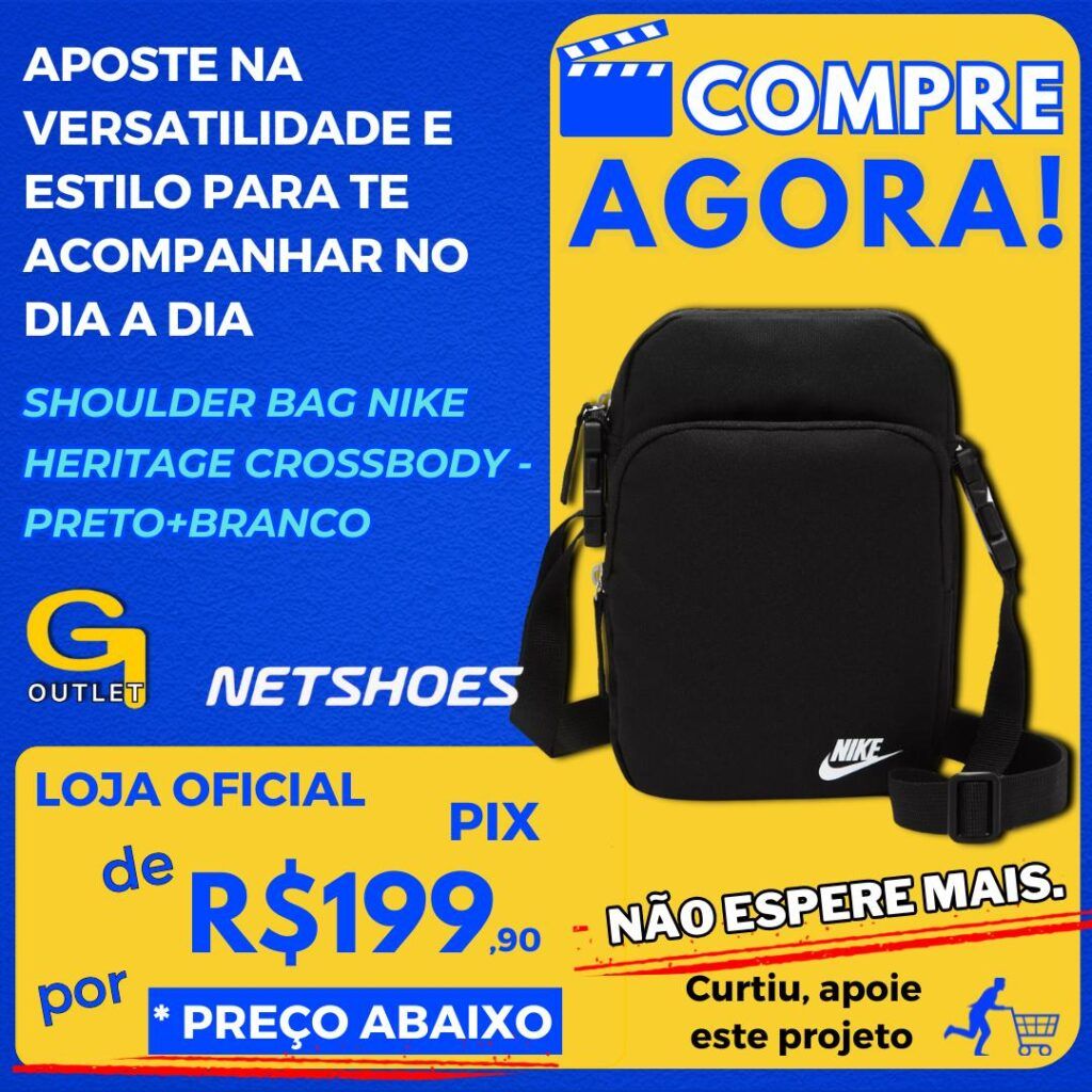 Shoulder Bag Nike Heritage Crossbody - Preto+Branco