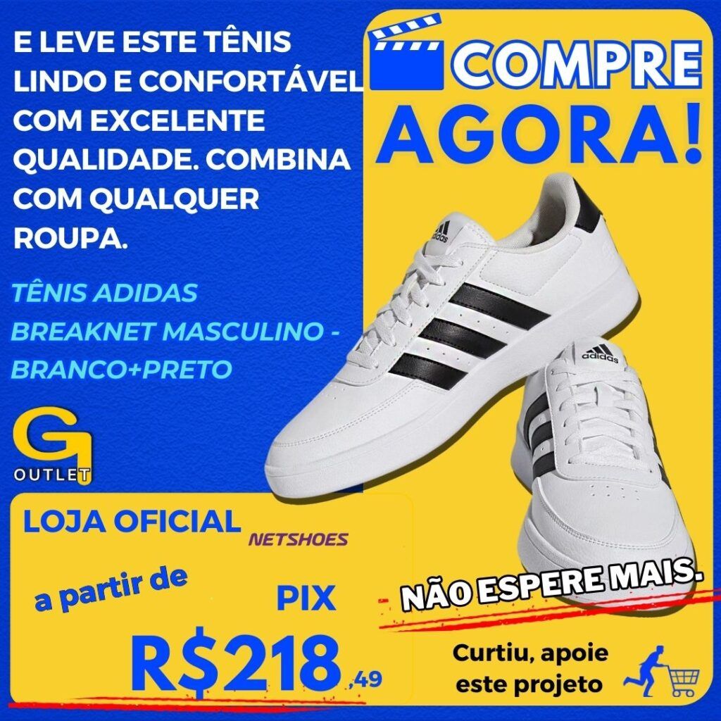 Tênis Adidas Breaknet Masculino - Branco+Preto