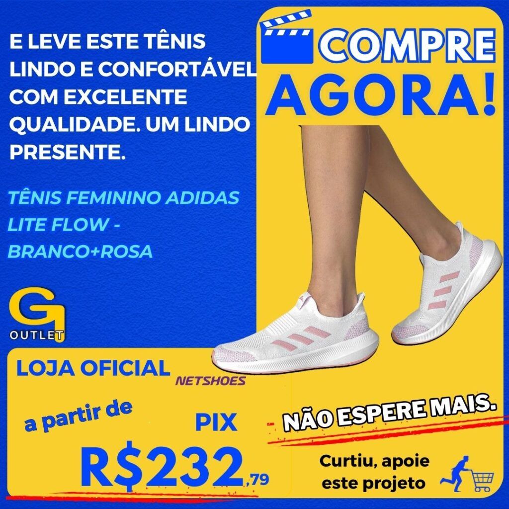 Tênis Feminino Adidas Lite Flow - Branco+Rosa