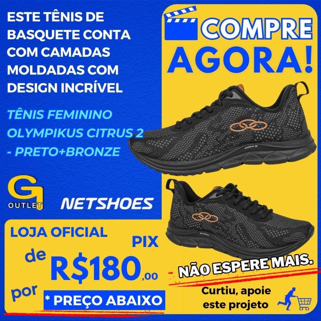 Tênis Feminino Olympikus Citrus 2 - Preto+Bronze