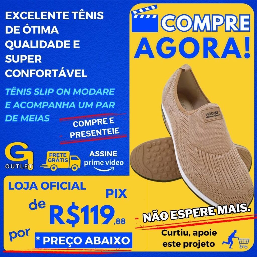 Tênis Slip On Modare e Meia