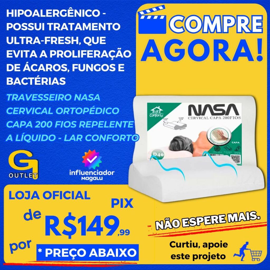 Travesseiro Nasa Cervical Ortopédico Capa 200 Fios Repelente a Líquido - Lar Conforto