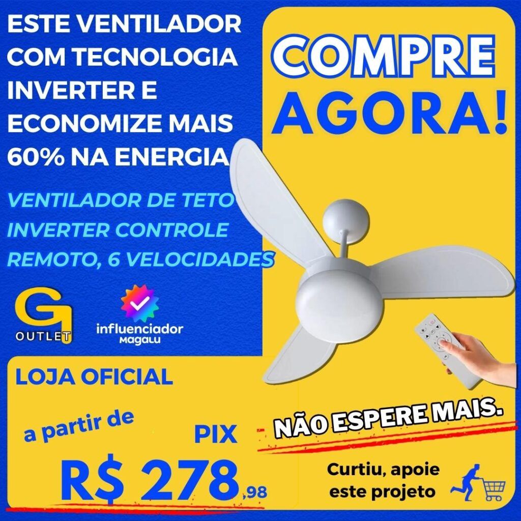 Ventilador de Teto Ventisol Fênix Branco Inverter Controle Remoto, 6 Velocidades – Bivolt