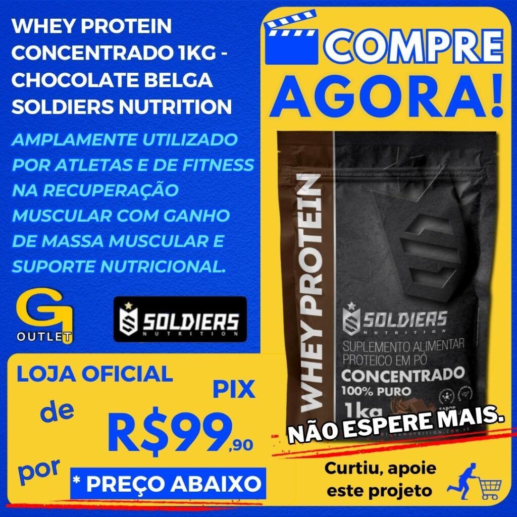 Whey Protein Concentrado 1kg - Chocolate Belga - Importado Soldiers Nutrition