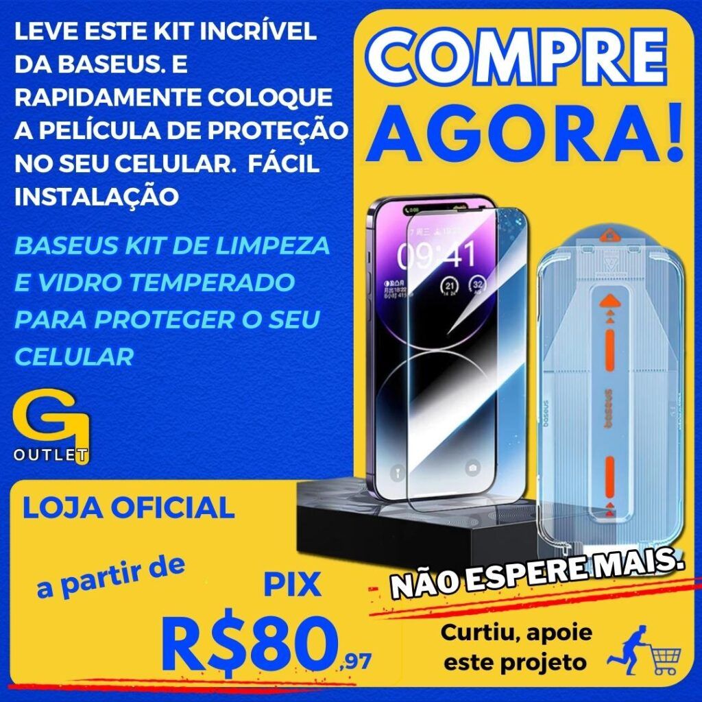 baseus kit de limpeza e vidro temperado para proteger o seu celular