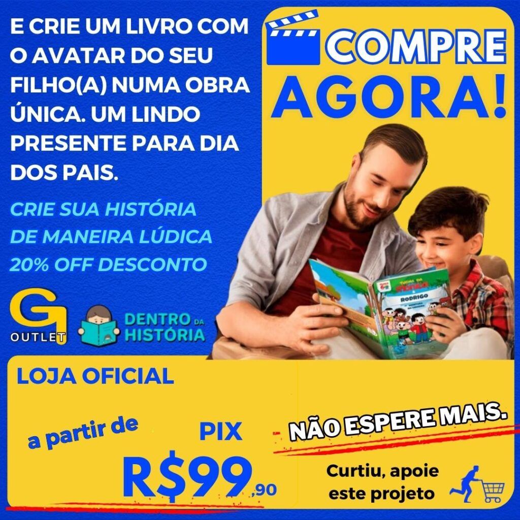 crie sua história de maneira lúdica 20% off desconto, otimo presente para o dia dos pais