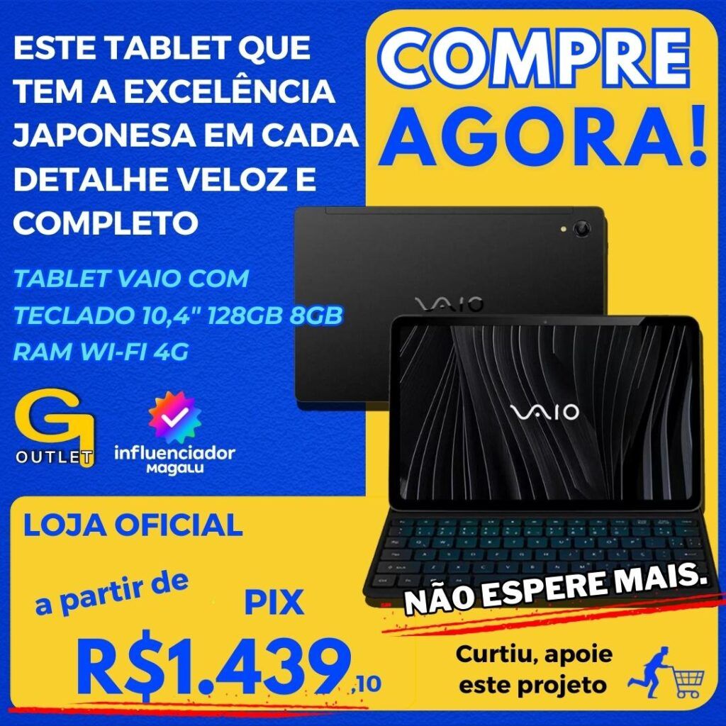 tablet Vaio TL10 com Teclado 10,4 128GB 8GB RAM Android 13 Octa-Core Wi-Fi 4G