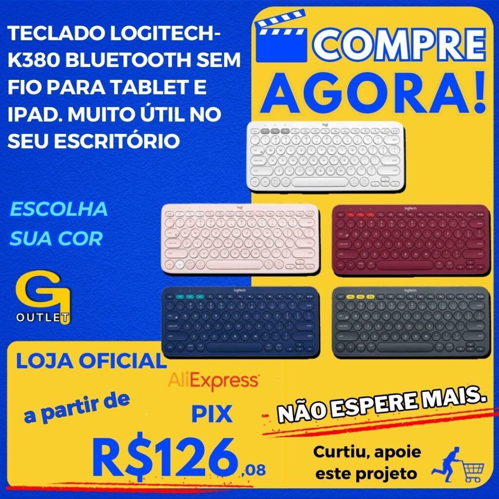 teclado Logitech-k380 bluetooth sem fio para tablet e ipad.