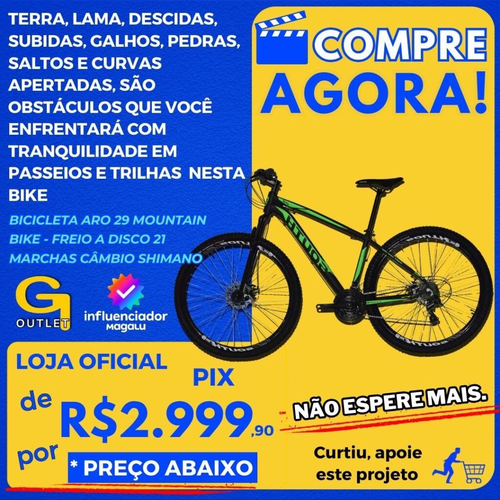 Bicicleta Aro 29 Mountain Bike - Freio a Disco 21 Marchas Câmbio Shimano