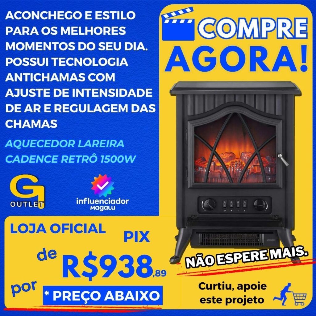 Aquecedor Lareira Cadence Retrô 1500W 127V