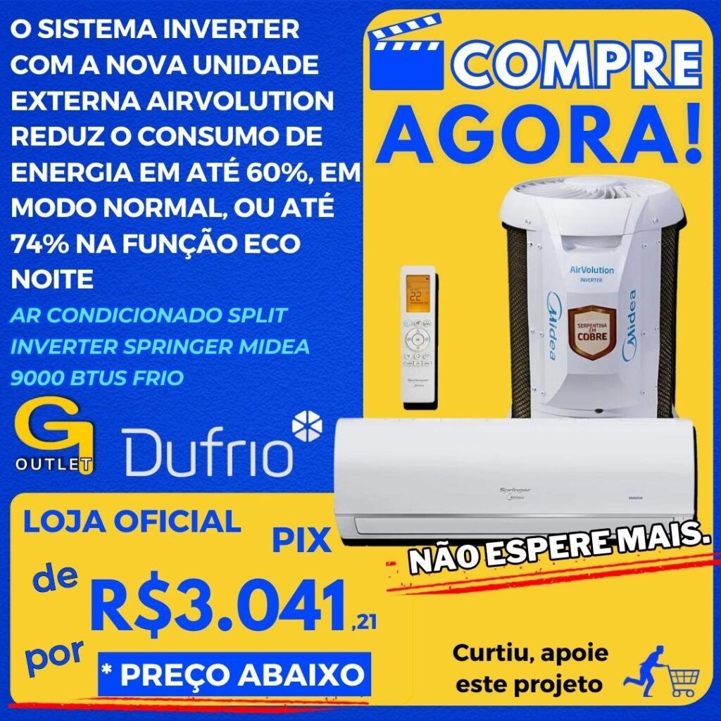 Ar Condicionado Split Inverter Springer Midea Airvolution Connect 9000 BTUs Frio 42AFVCI09S5