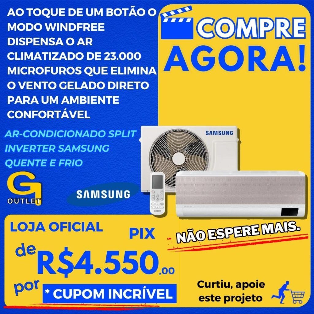 Ar-condicionado Split Inverter Samsung WindFree Metal Cooling Sem Vento 12.000 BTUs Quente e Frio AR12BSEAAMGNAZ 220V 220V