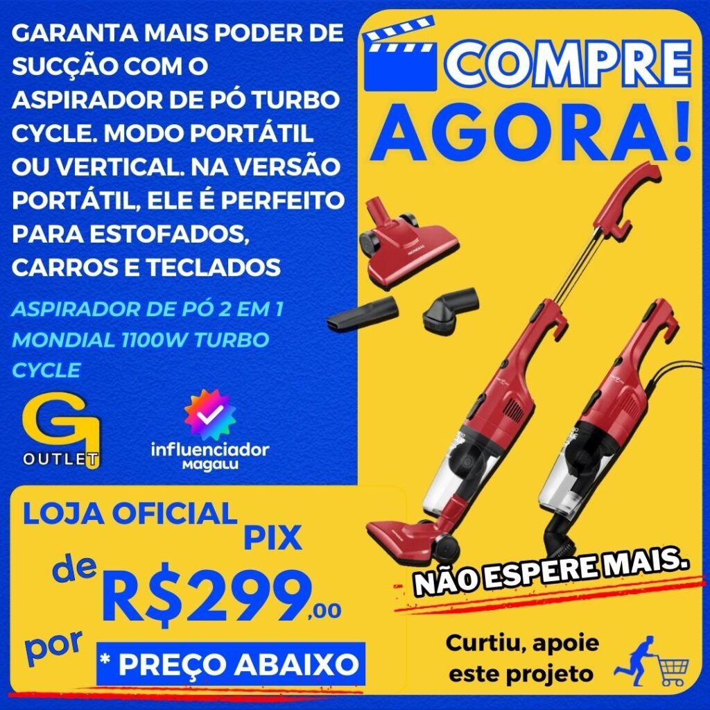 Aspirador de Pó 2 em 1 Mondial 1100W Turbo Cycle - AP-36 Vermelho e Preto