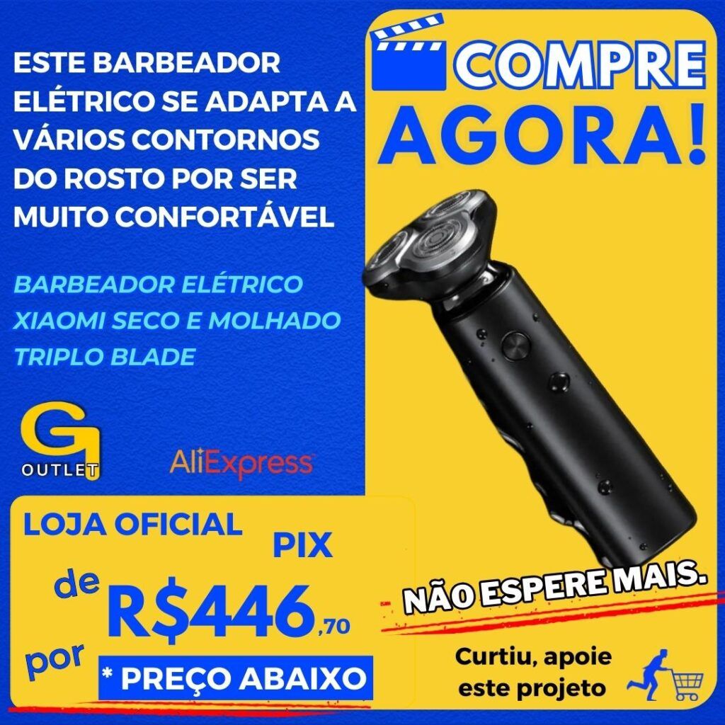 BARBEADOR ELÉTRICO XIAOMI SECO E MOLHADO TRIPLO BLADE