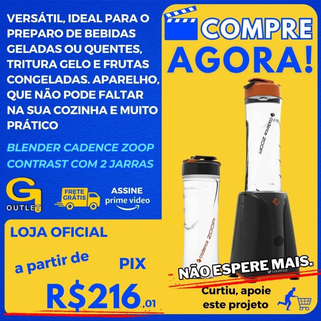 Blender Cadence Zoop Contrast com 2 Jarras, 220V, Preto e Laranja, BLD701