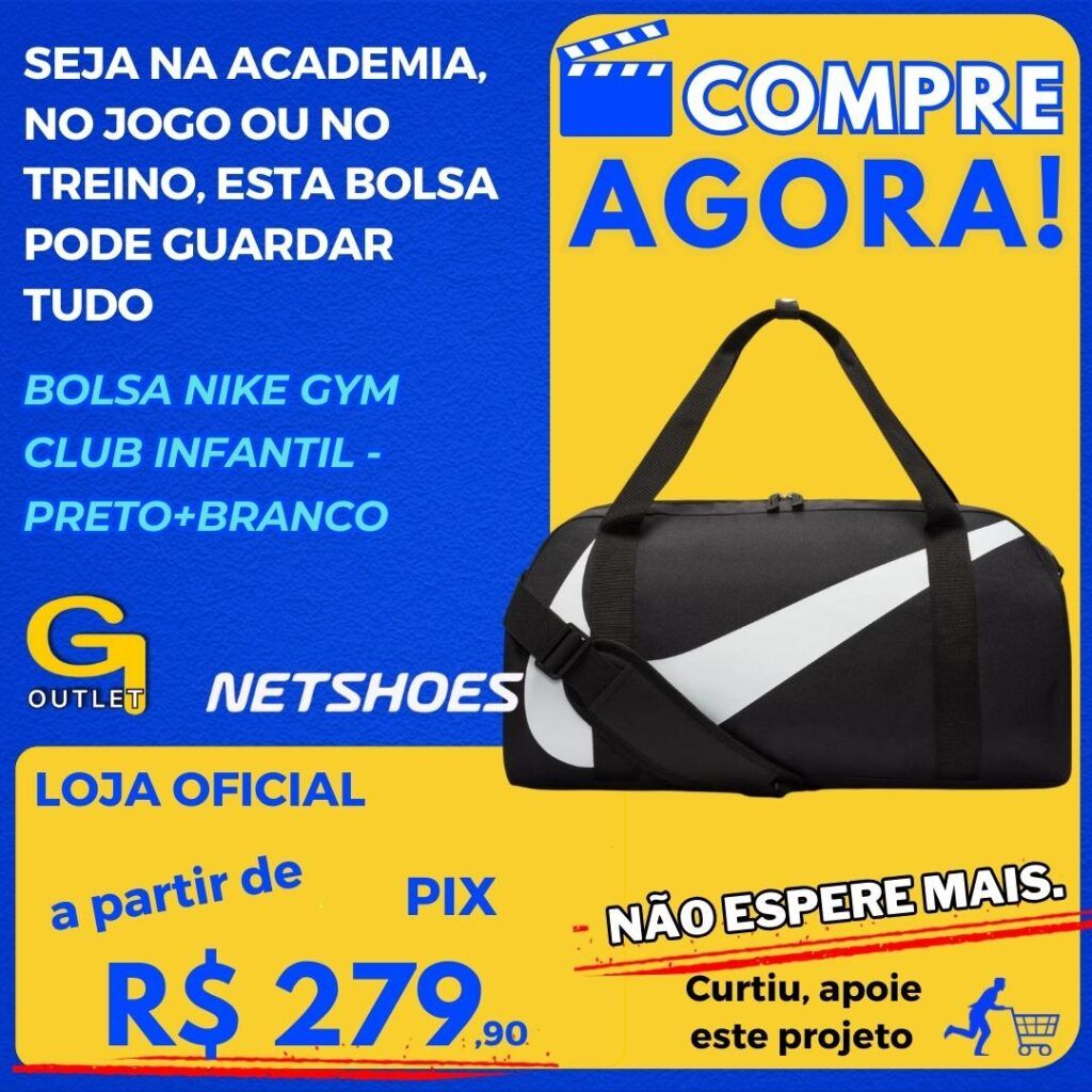 Bolsa Nike Gym Club Infantil - Preto+Branco