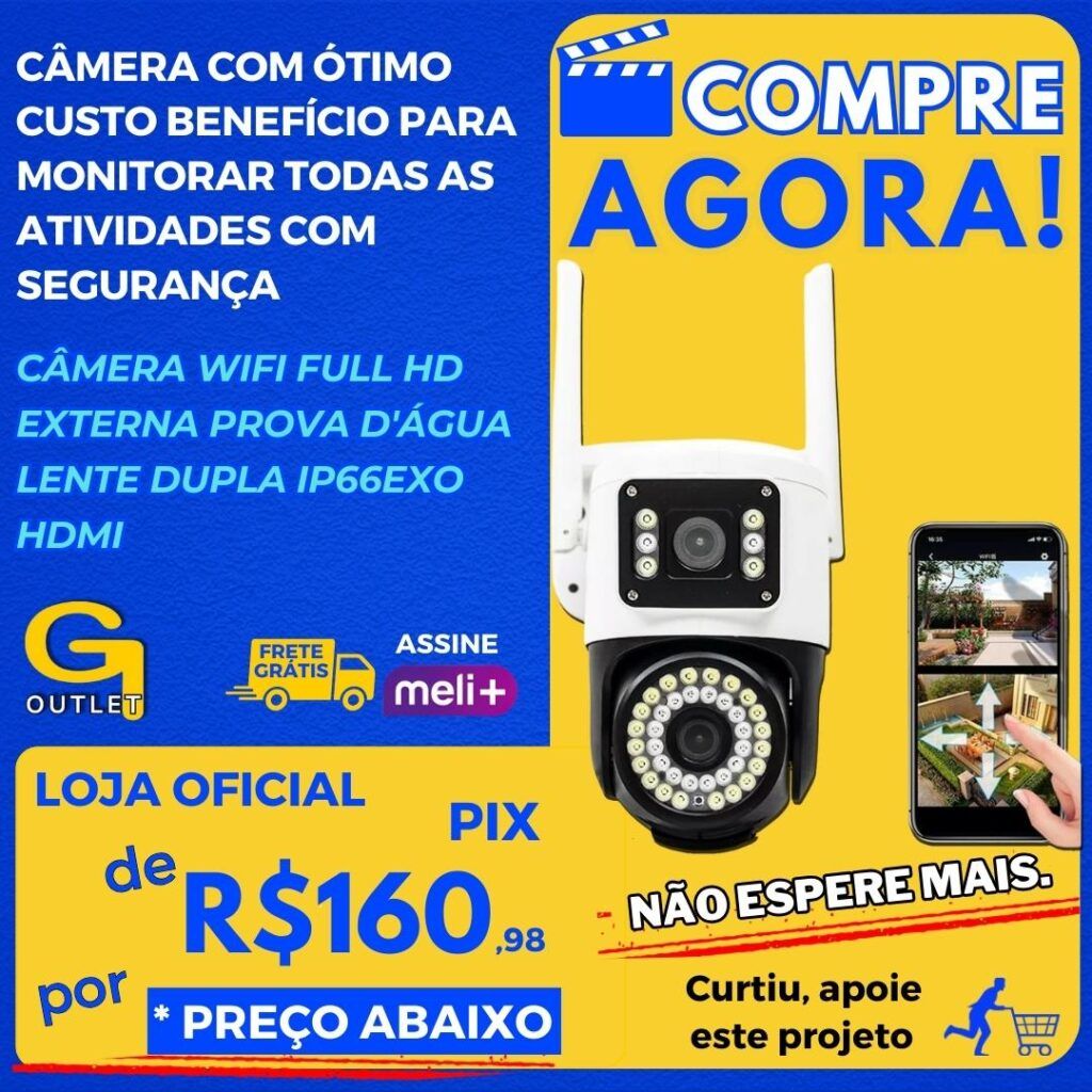 Câmera Wifi Full Hd Externa Prova D'água Lente Dupla Ip66 Cor Branco