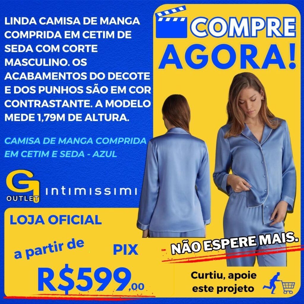 Camisa De Manga Comprida Em Cetim e Seda