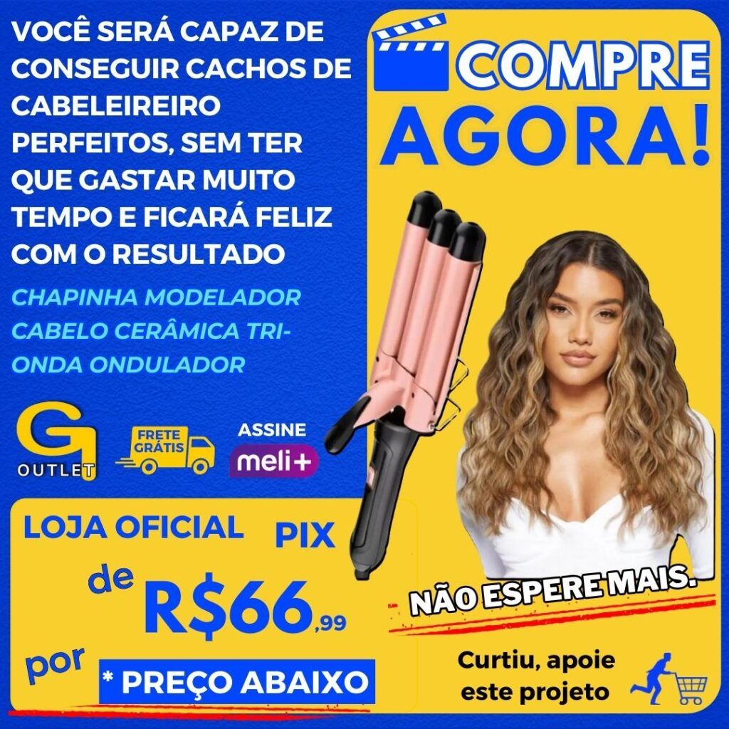 Chapinha Modelador Cabelo Cerâmica Tri-onda Ondulador Bivolt Cor Rosa Voltagem Bivolt