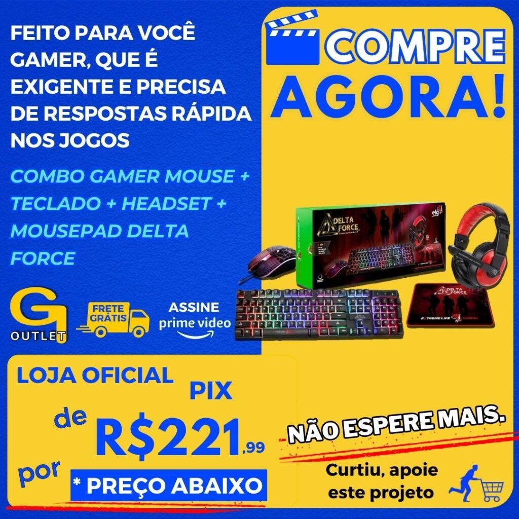 Combo Gamer Mouse + Teclado + Headset + Mousepad Delta Force