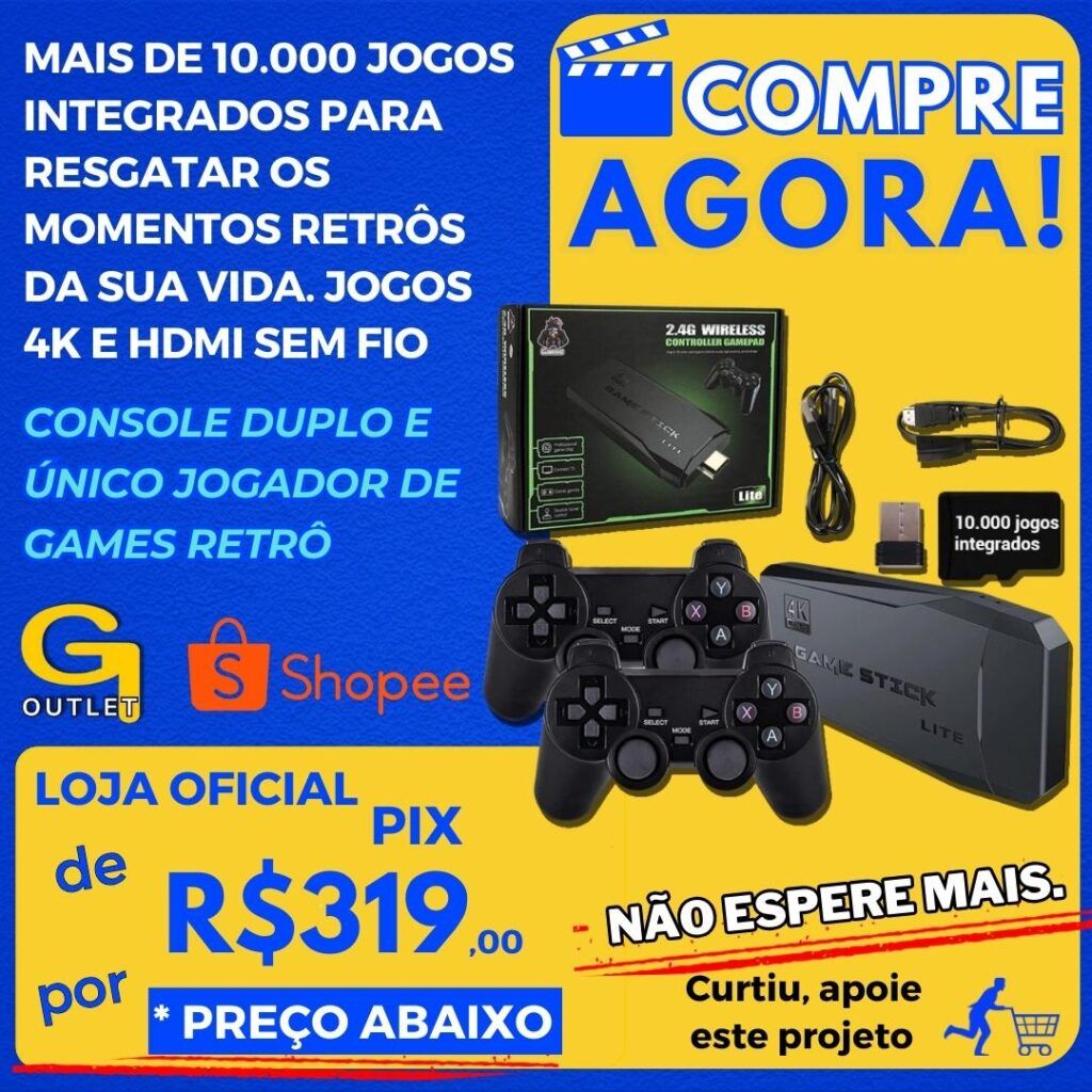 Console Duplo e Único Jogador De games Retrô