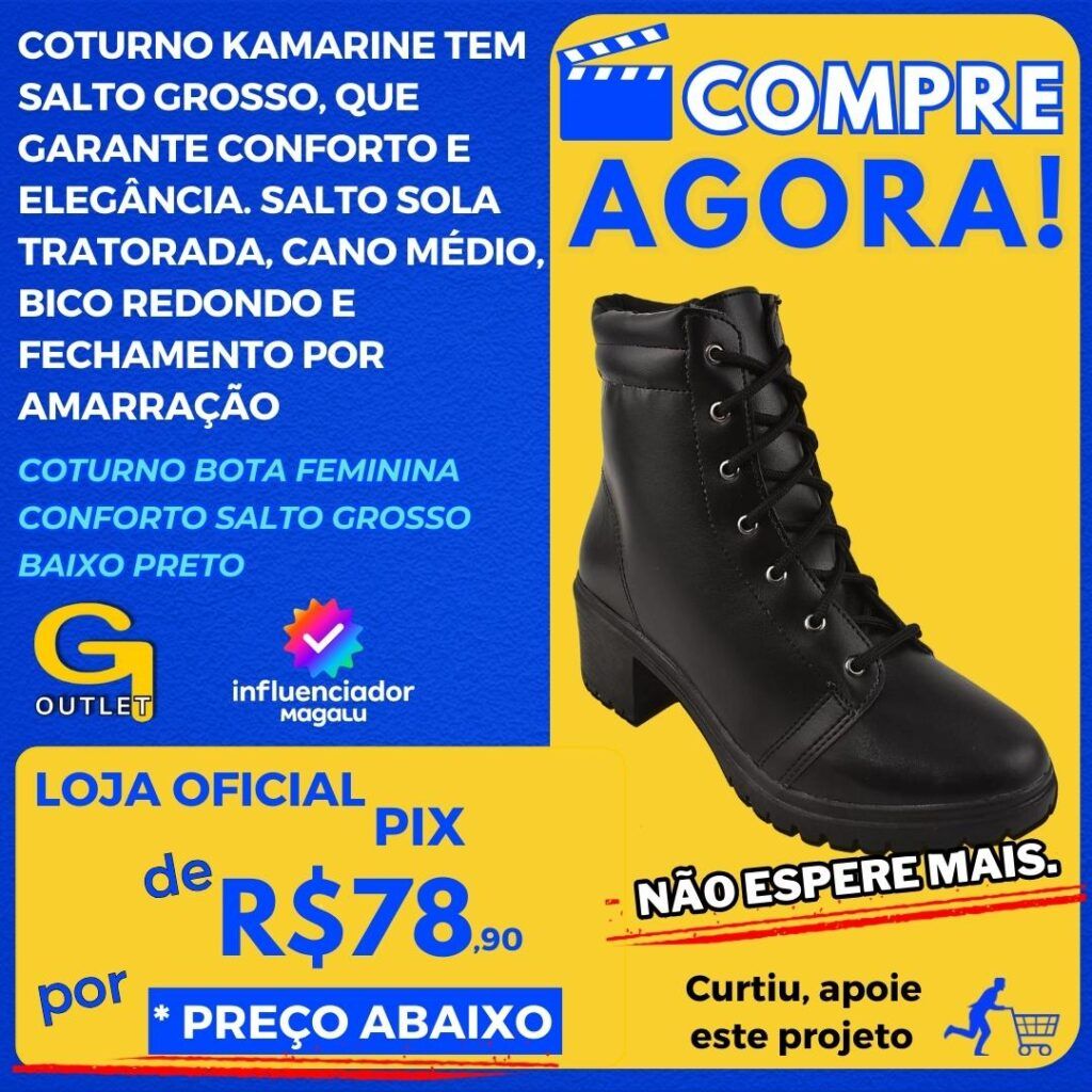 Coturno Bota Feminina Conforto Salto Grosso Baixo PRETO Plataforma Blogueira – KAMARINE