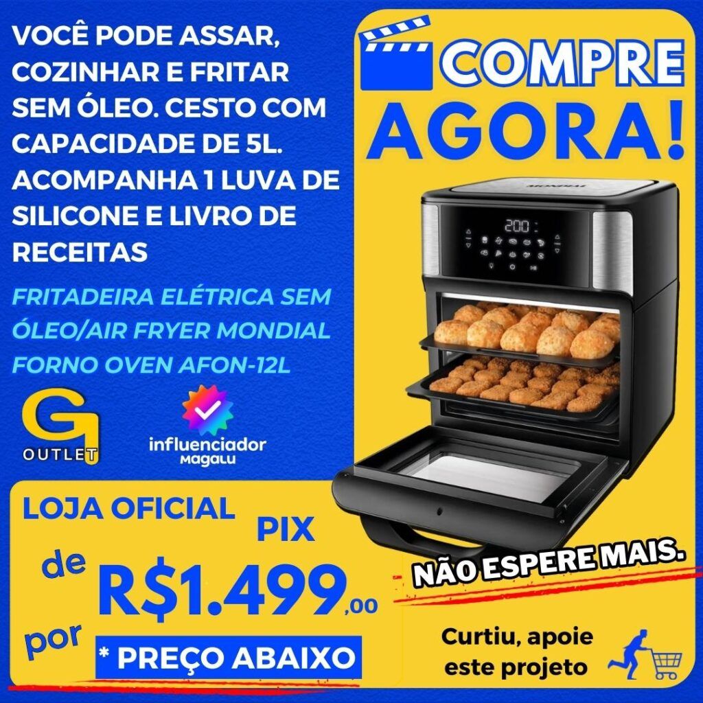 Fritadeira Elétrica sem ÓleoAir Fryer Mondial Forno Oven AFON-12L