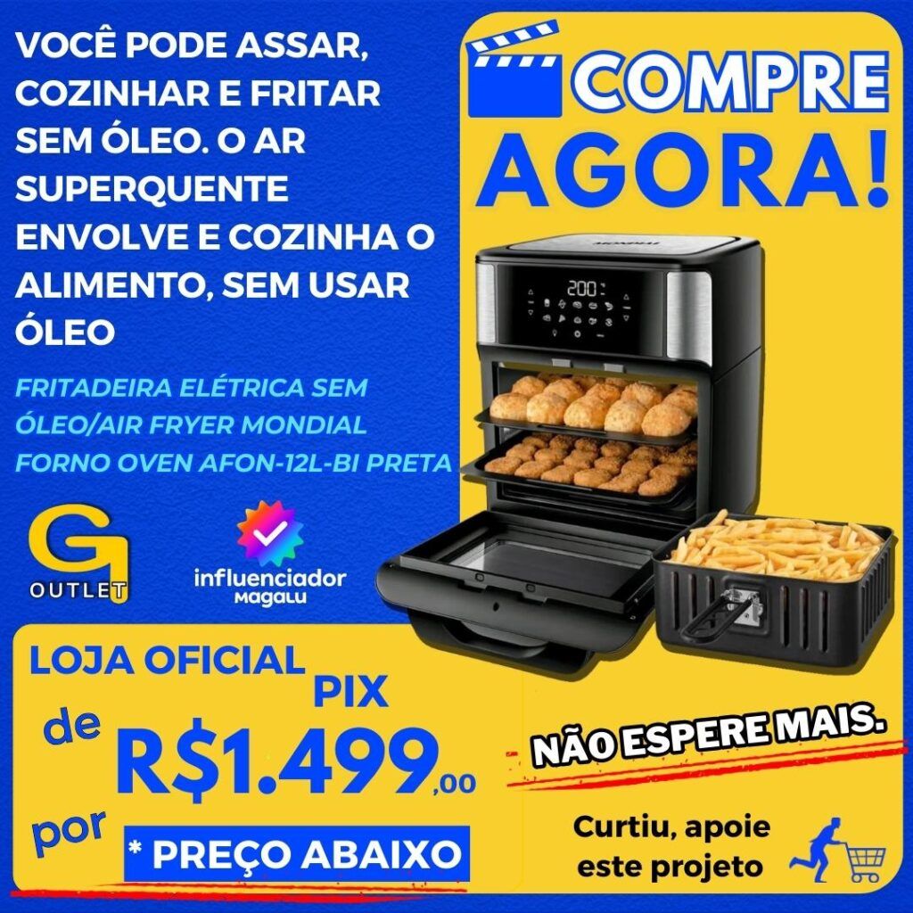 Fritadeira Elétrica sem ÓleoAir Fryer Mondial Forno Oven AFON-12L-BI Preta