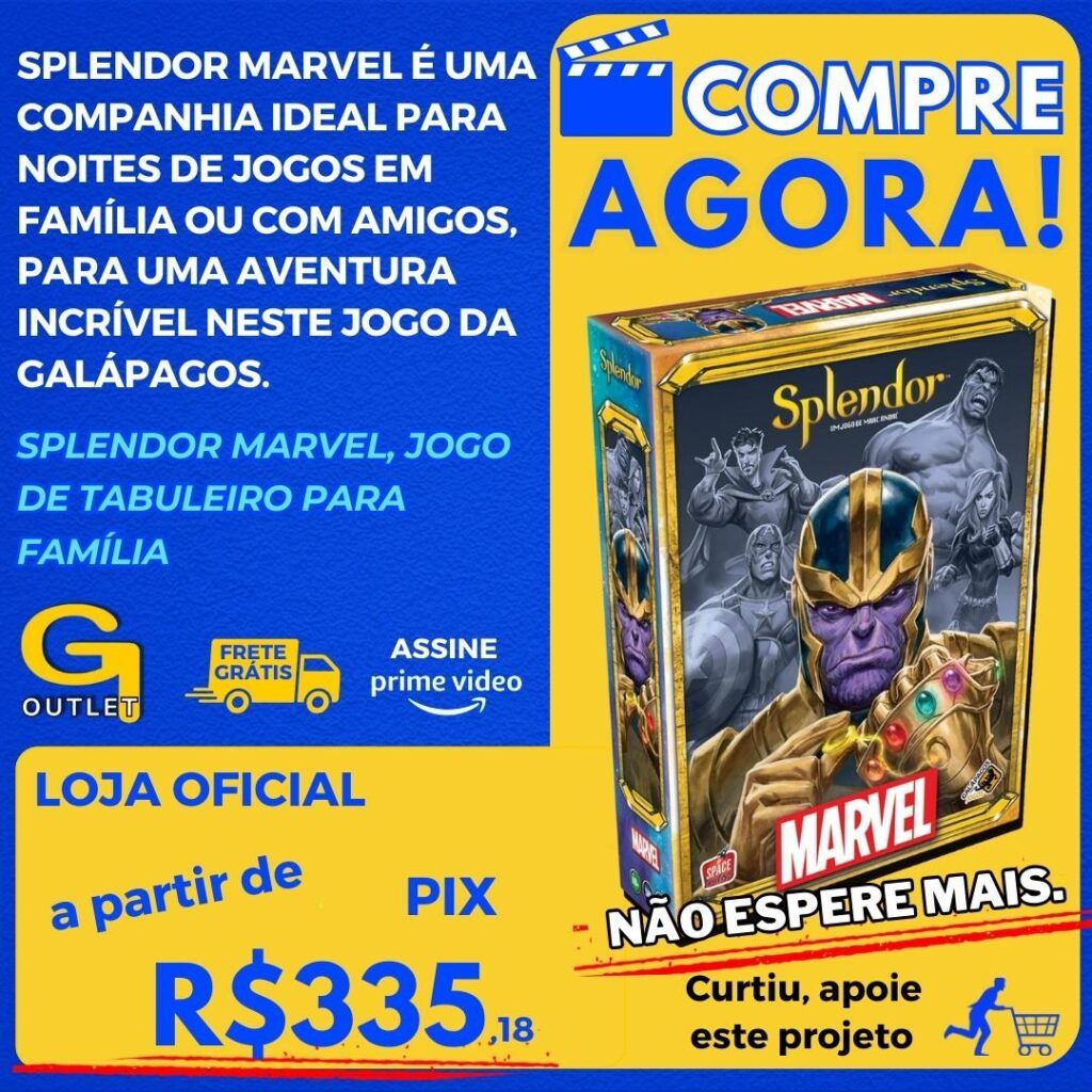 Galápagos, Splendor Marvel, Jogo de Tabuleiro para Família, 2 a 4 jogadores, 30 minutos por partida